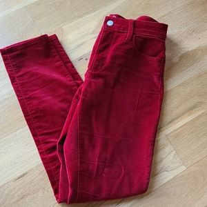 Red velvet pants